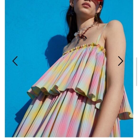 Anthro Beatrice B Tiered Babydoll Dress 6 NWT Pastel Pink Butter Yellow Blue - Picture 12 of 14